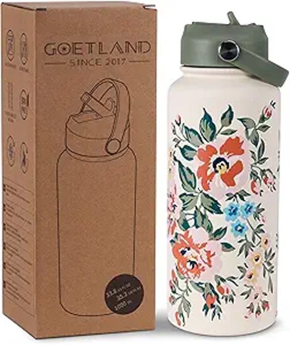 Goetland 32oz Stainless Steel Water Bottle with Straw
