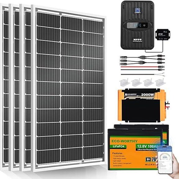 ECO-Worthy 400W Solar Panel Kit with Batteries and Inverter