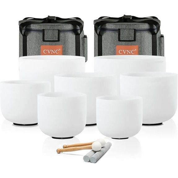 CVNC 432Hz Chakra Quartz Crystal Singing Bowls Set