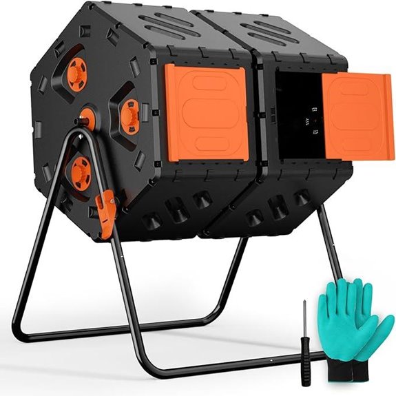 45 Gallon Dual Chamber Compost Tumbler for Garden