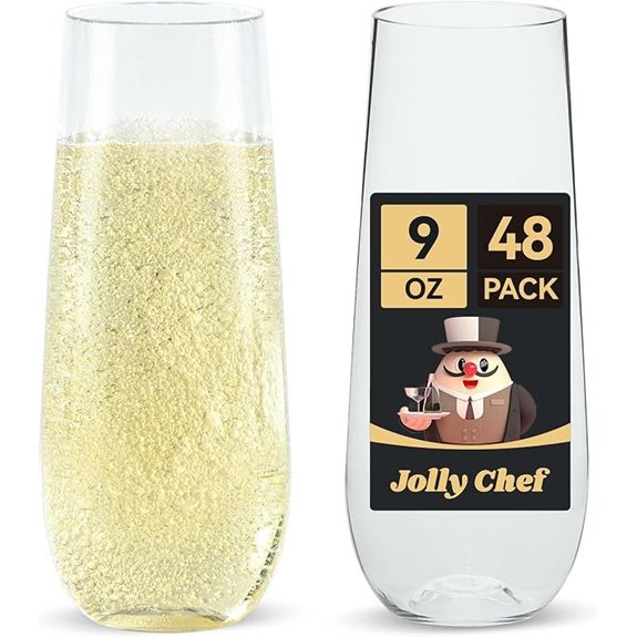 JOLLY CHEF 48 Pack Stemless Plastic Champagne Flutes