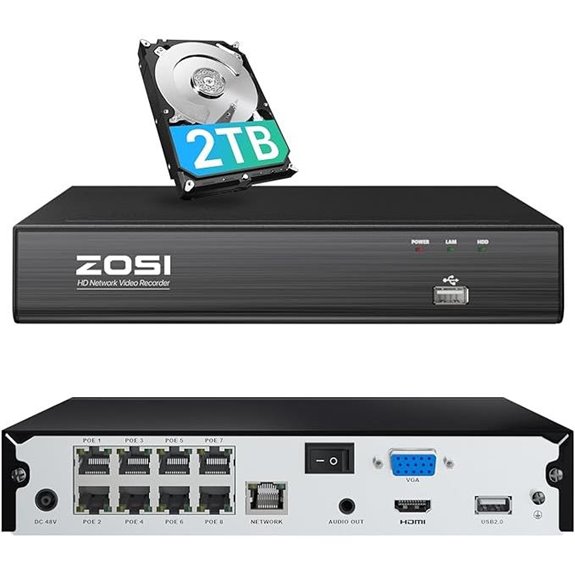ZOSI 4K 8CH PoE NVR System with HDD