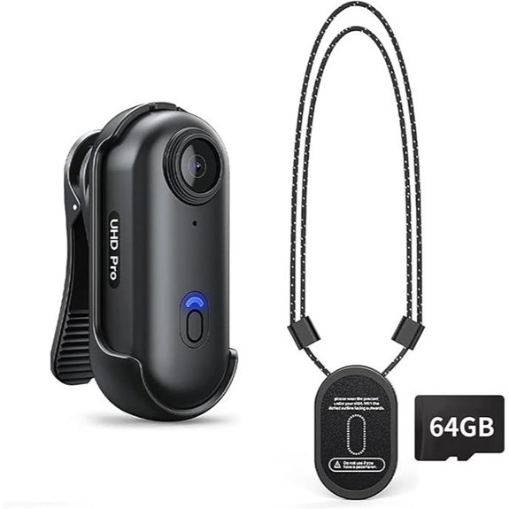 4K Mini Action Camera with 64GB & Rotatable Clip