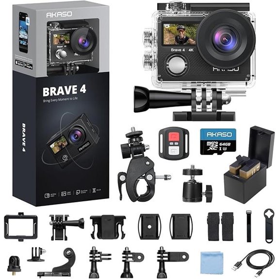 AKASO Brave 4 Action Camera 4K Waterproof Bundle