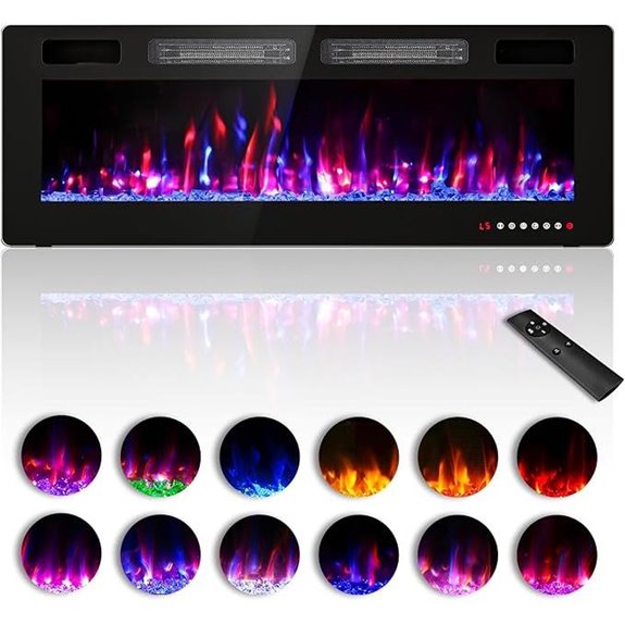 50-Inch Electric Wall Fireplace with Remote and Flame Colors