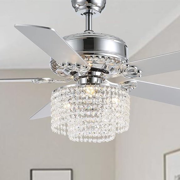CROSSIO 52 Crystal Ceiling Fan with Light & Remote