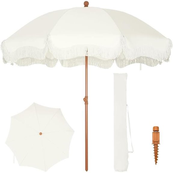 PHI VILLA 7ft Windproof Beach Umbrella with Sand Anchor