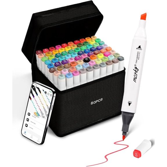 80 Colors Alcohol Markers with Free App and Dual Tips