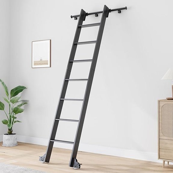 Fredbeck 8ft Aluminum Rolling Step Ladder with Track Kit