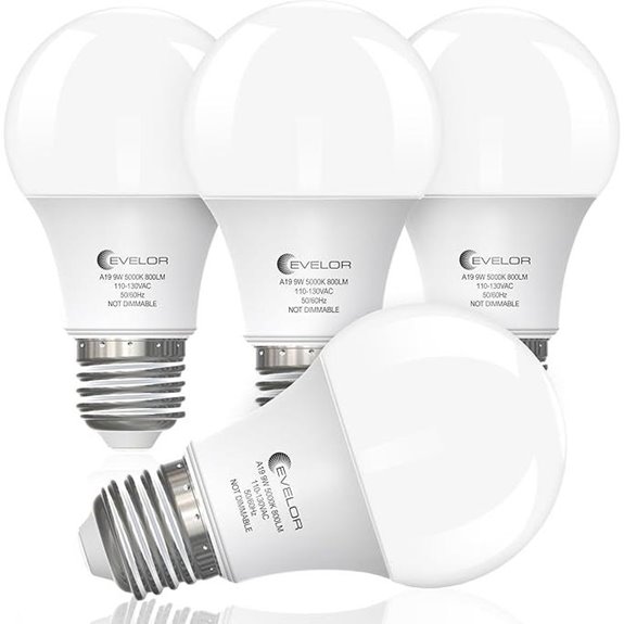 A19 LED Light Bulbs 4-Pack 9W 5000K