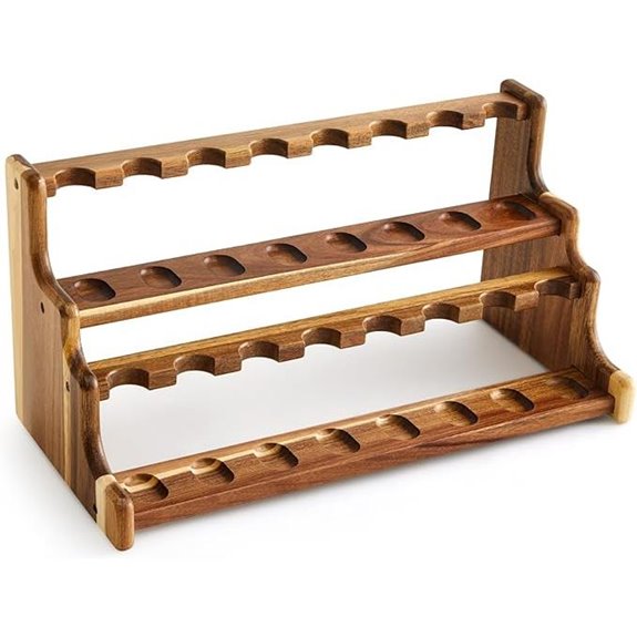 Acacia Pipe Stand Holder for 16 Pipes