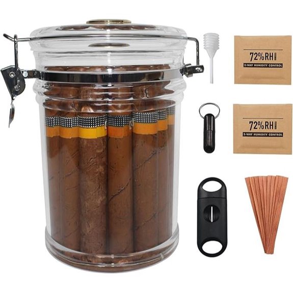 Clear Acrylic Cigar Humidor Jar with Hygrometer
