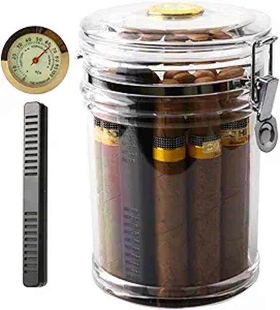 XIFEI Acrylic Humidor Jar with Humidifier & Hygrometer