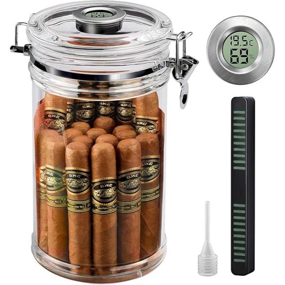 XIFEI Acrylic Humidor Jar with Digital Hygrometer