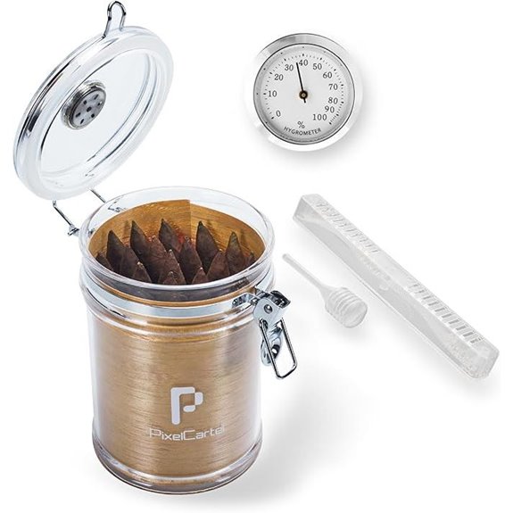 Acrylic Cigar Humidor Jar with Hygrometer and Humidifier