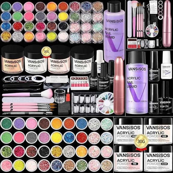 Professional Acrylic Nail Kit with Drill and Glitter