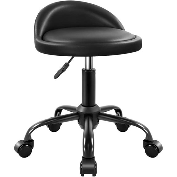 KKTONER Adjustable Rolling Stool with Backrest