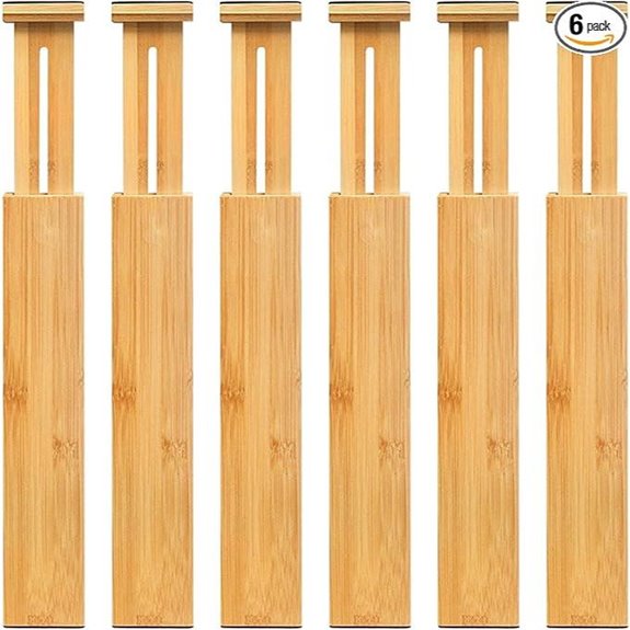 VaeFae Adjustable Bamboo Drawer Dividers (6-Pack)