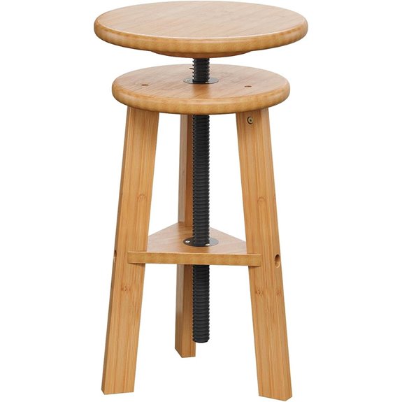 Adjustable Bamboo Drafting Stool with Padded Seat