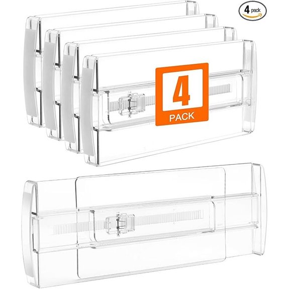 Adjustable Clear Drawer Dividers for Clothes (4 Pack)