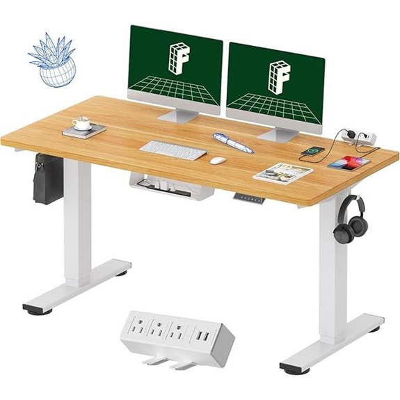 FLEXISPOT EN2 Adjustable Standing Desk with Power Strip