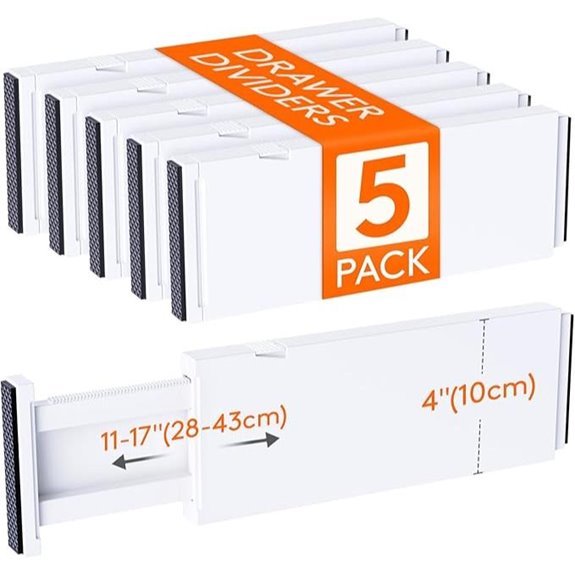 Lifewit 5 Pack Adjustable Drawer Dividers