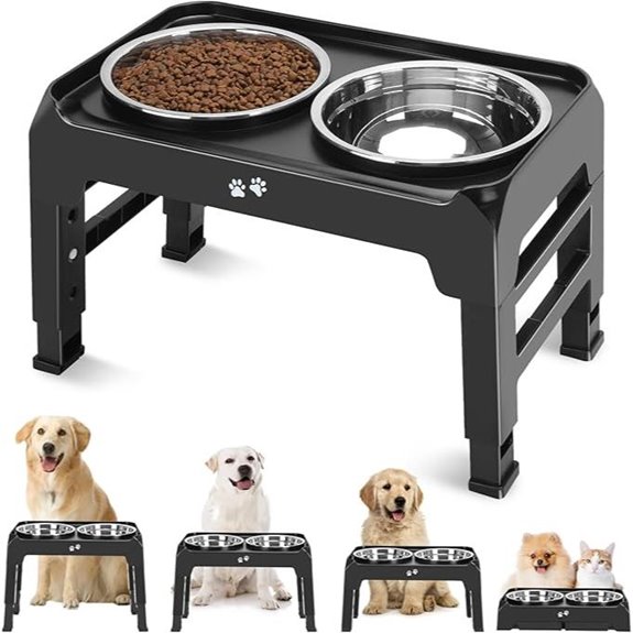 COMEsoon Adjustable Elevated Dog Bowls with Stainless Steel Bowls