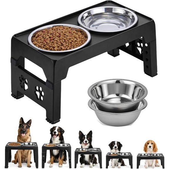 Elevated Dog Bowls with Adjustable Heights