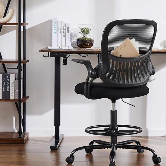 Smug Drafting Chair with Adjustable Height and Flip Arms
