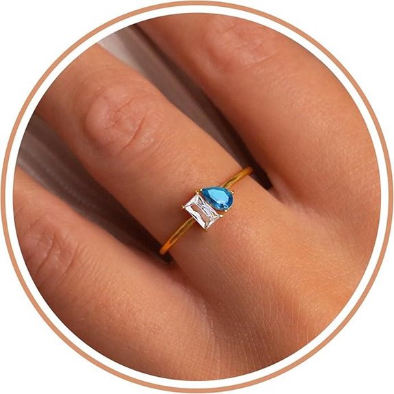 Birthstone Adjustable Gold Rings for Women