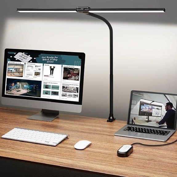 ShineTech Adjustable LED Desk Lamp with Clamp