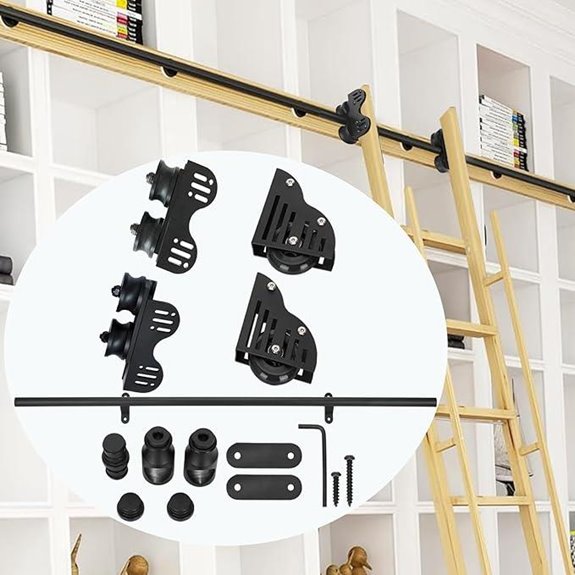 Telescopic Library Ladder with Braking Casters