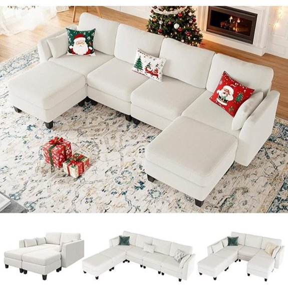 Modular U-Shaped Sofa Couch with Memory Foam