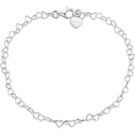 Amberta Sterling Silver Adjustable Heart Anklet Bracelet