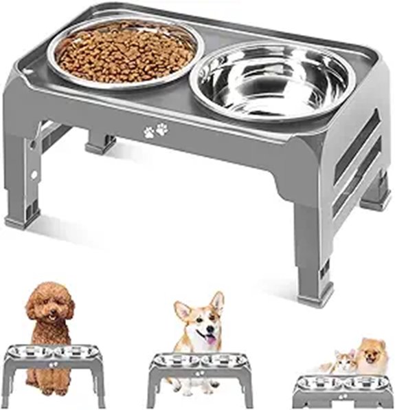 COMEsoon Adjustable Elevated Dog Bowls with Stainless Steel