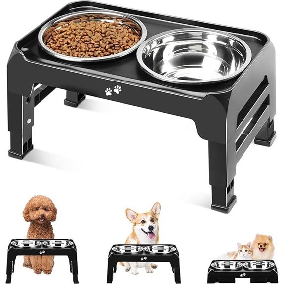 COMEsoon Adjustable Elevated Dog Bowls with Stainless Steel