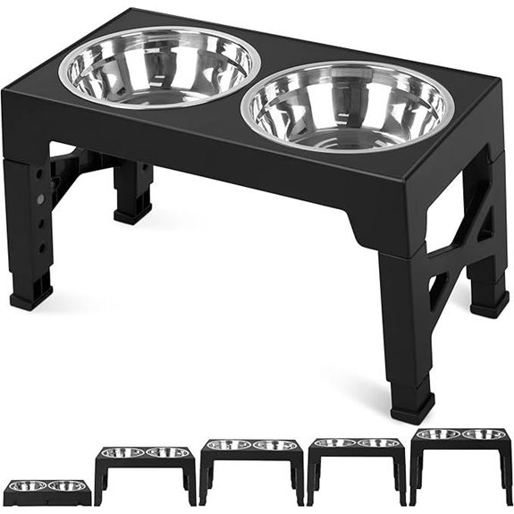 Niubya Adjustable Elevated Dog Bowls (2 Stainless Steel)