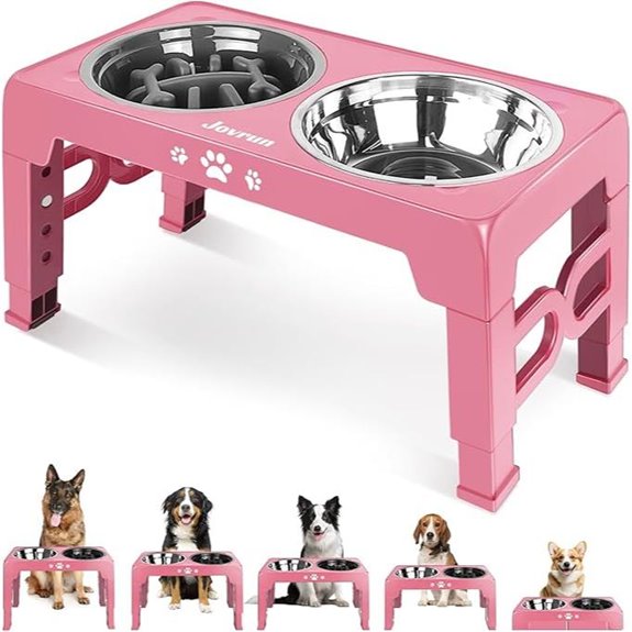 Elevated Dog Feeder with Adjustable Stand and Stainless Steel Dishes