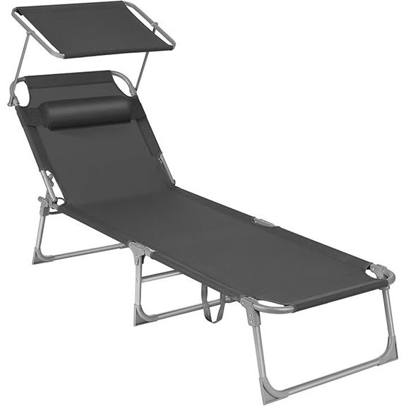 SONGMICS Sun Lounger with Canopy Adjustable Backrest