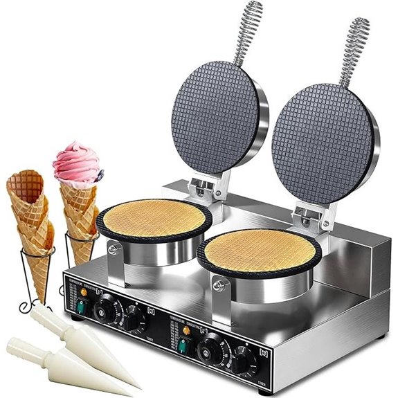 Commercial Waffle Cone Maker with Temp & Time Control
