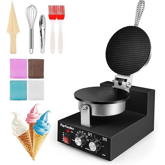 Commercial Waffle Cone Maker with Adjustable Temp