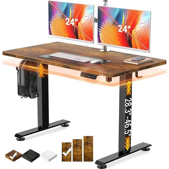 Veken 47.2 Adjustable Standing Desk with Wood Top