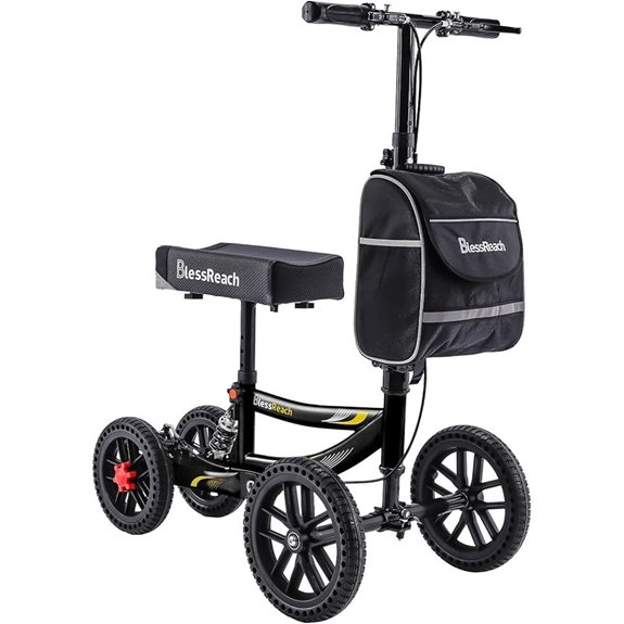 All Terrain Foldable Knee Scooter with Seat and Bag