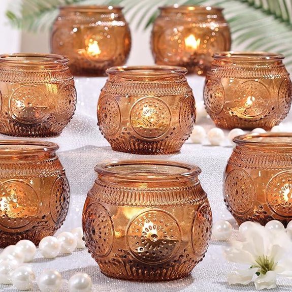 36 Pcs Amber Glass Candle Holders for Decor
