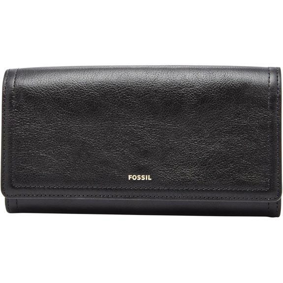 Fossil Women's Logan Leather RFID-Blocking Flap Clutch Wallet for Women