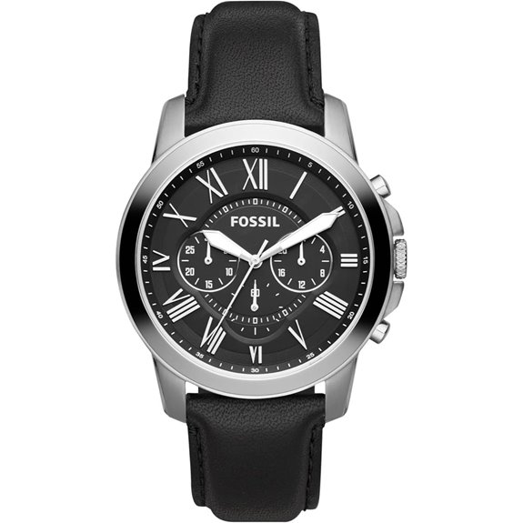Fossil Men's Grant Quartz Stainless Steel and Leather Chronograph Watch