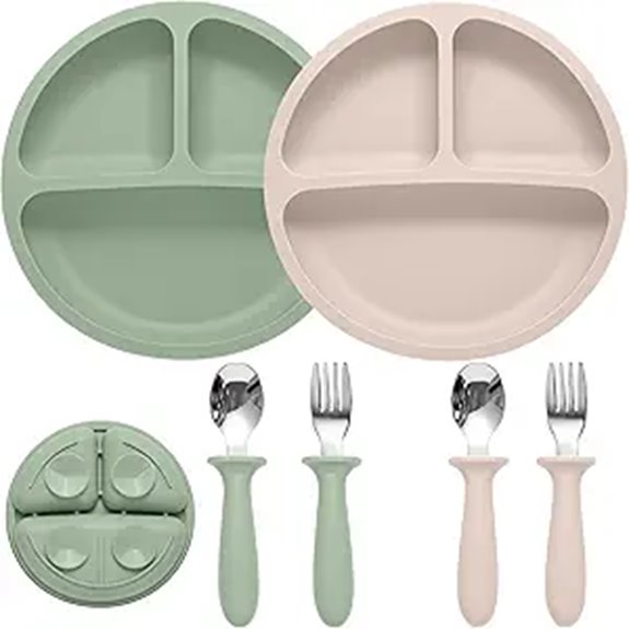 Baby Feeding Set with Plates Spoons & Forks (2 Pack)