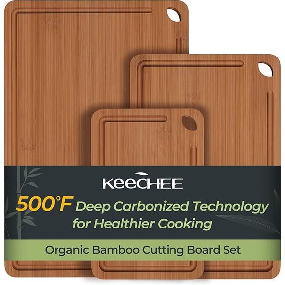 Bamboo Cutting Board with Juice Grooves & Handles