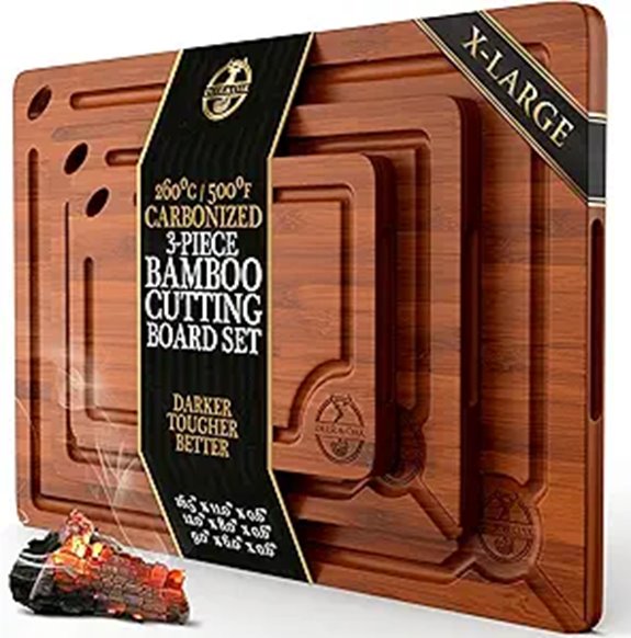 Carbonized Bamboo Cutting Board Set (3-Piece)