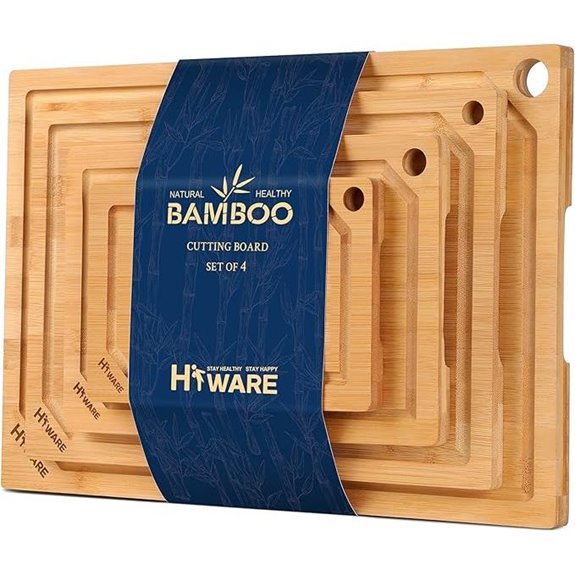 Hiware 4-Piece Bamboo Cutting Boards Set